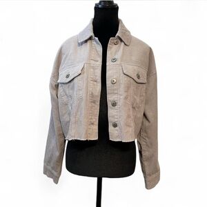 Forever 21 Women's Cropped Corduroy Jacket - Gray
